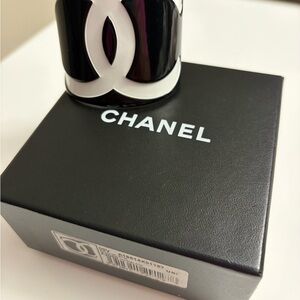 Chanel Black and White Cuff Bracelet